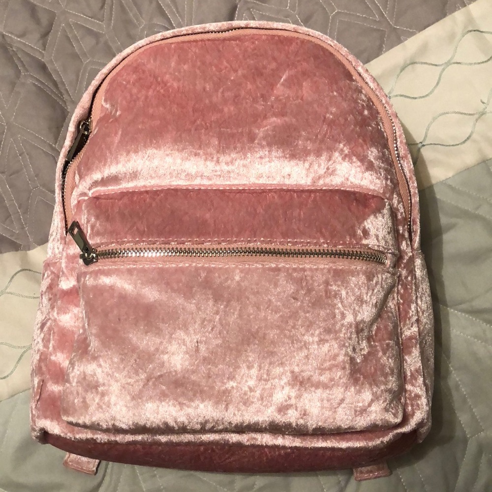 Pink velour backpack